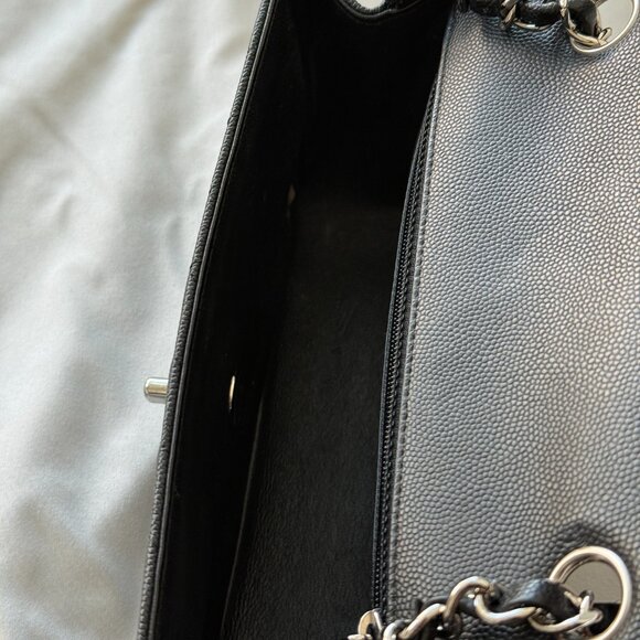 Chanel Black Caviar Chevron Quilted Rectangular Mini Flap Bag Silver - Picture 7 of 16